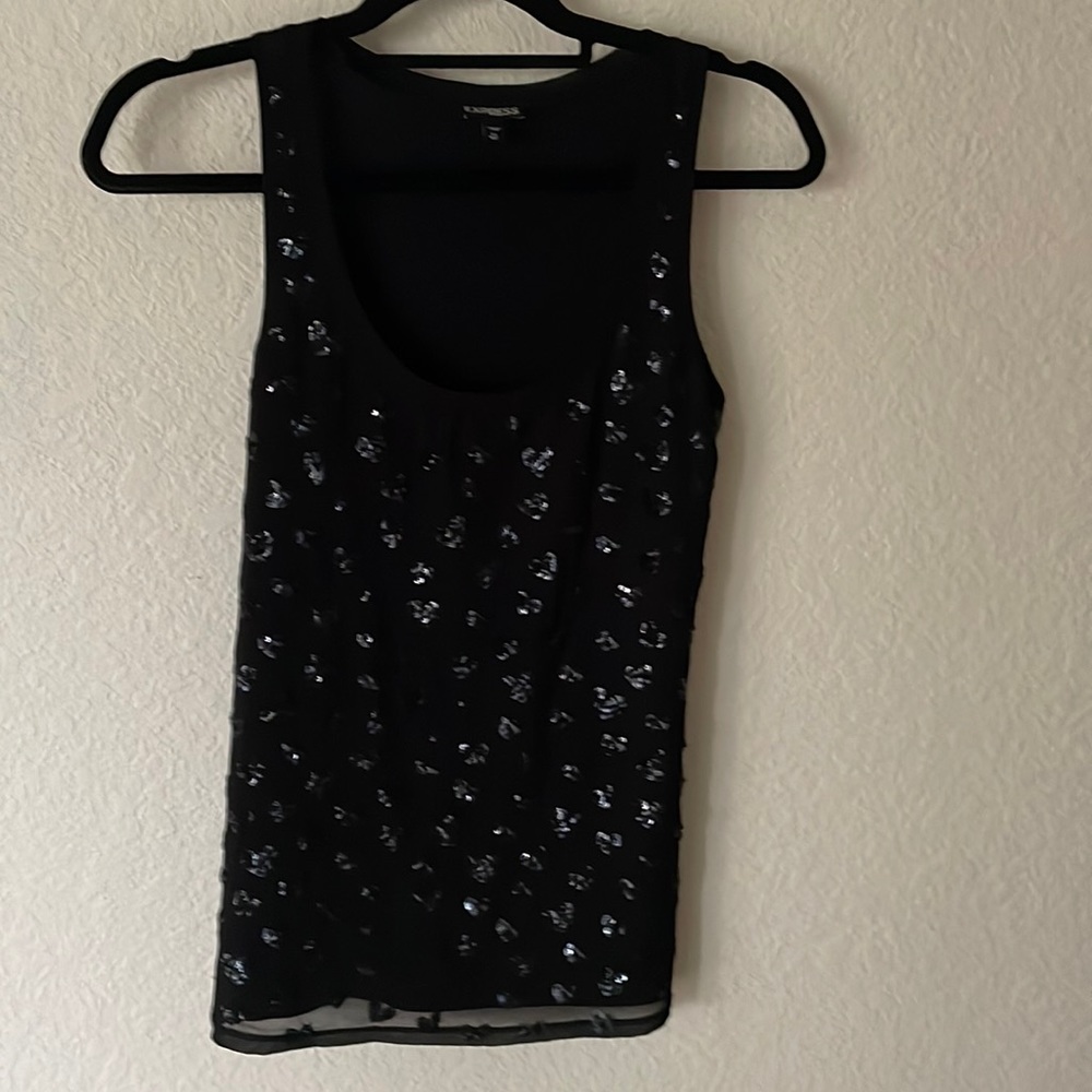 Express Woman’s Tank Top with Sequined Hearts Size Extra Small - Picture 1 of 5